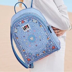Brighton Light Blue Embroidered Mini Backpack